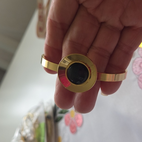 18k gold plated stainless steel Black and Gold Bracelets - Picture 2 of 7